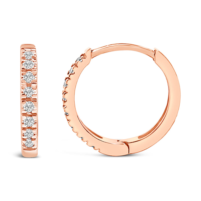 Bids.com 14K Rose Gold 1/5 CTW Diamond Huggie Hoop Earrings Earrings White Smoke Rose.Gold / -,White.Gold / -,Yellow.Gold / -