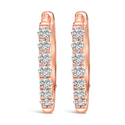 Bids.com 10K Rose Gold 1/4 Cttw Diamond Double Sided Huggie Hoop Earrings Earrings White Smoke Rose.Gold / -
