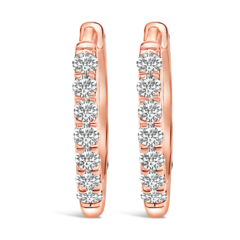 Bids.com 10K Rose Gold 1/4 Cttw Diamond Double Sided Huggie Hoop Earrings Earrings White Smoke Rose.Gold / -