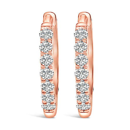Bids.com 10K Rose Gold 1/4 Cttw Diamond Double Sided Huggie Hoop Earrings Earrings White Smoke Rose.Gold / -