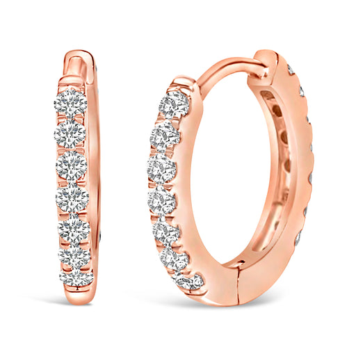 Bids.com 10K Rose Gold 1/4 Cttw Diamond Double Sided Huggie Hoop Earrings Earrings White Smoke Rose.Gold / -,White.Gold / -,Yellow.Gold / -