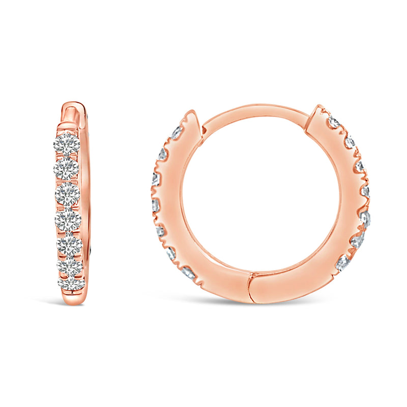 Bids.com 10K Rose Gold 1/4 Cttw Diamond Double Sided Huggie Hoop Earrings Earrings White Smoke Rose.Gold / -,White.Gold / -,Yellow.Gold / -