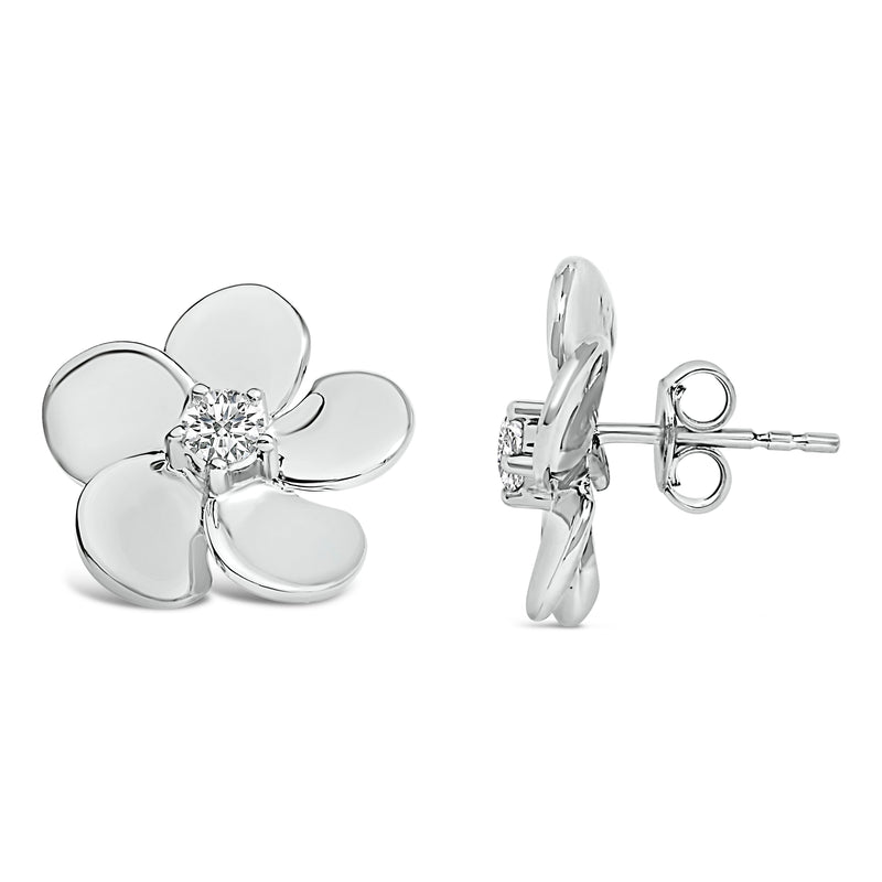 Bids.com 10K White Gold 1/3 Cttw Lab Grown Diamond Flower Petal Stud Earrings Earrings White Smoke White.Gold / -,Yellow.Gold / -