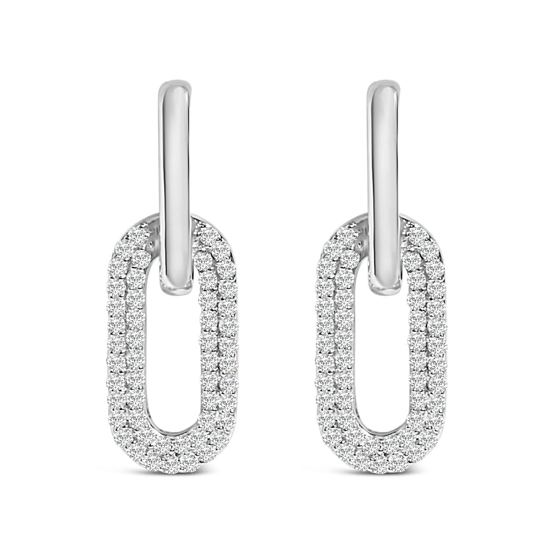 Bids.com 10K White Gold 1/2 Cttw Lab Grown Diamond Dangling Paperclip Drop Earrings Earrings White Smoke White.Gold / -