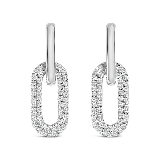 Bids.com 10K White Gold 1/2 Cttw Lab Grown Diamond Dangling Paperclip Drop Earrings Earrings White Smoke White.Gold / -