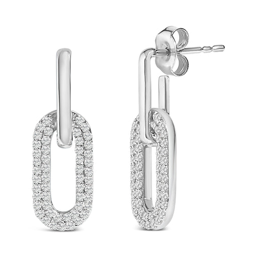 Bids.com 10K White Gold 1/2 Cttw Lab Grown Diamond Dangling Paperclip Drop Earrings Earrings White Smoke White.Gold / -,Yellow.Gold / -