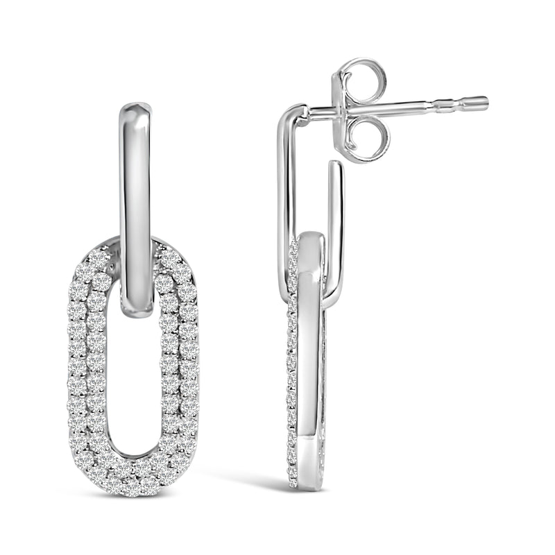 Bids.com 10K White Gold 1/2 Cttw Lab Grown Diamond Dangling Paperclip Drop Earrings Earrings White Smoke White.Gold / -,Yellow.Gold / -