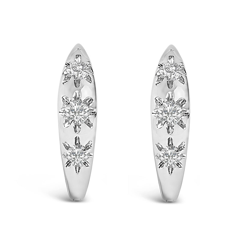 Bids.com 10K White Gold 1/5 Cttw Lab Grown Diamond Three Stone Huggie Hoop Earrings Earrings White Smoke White.Gold / -