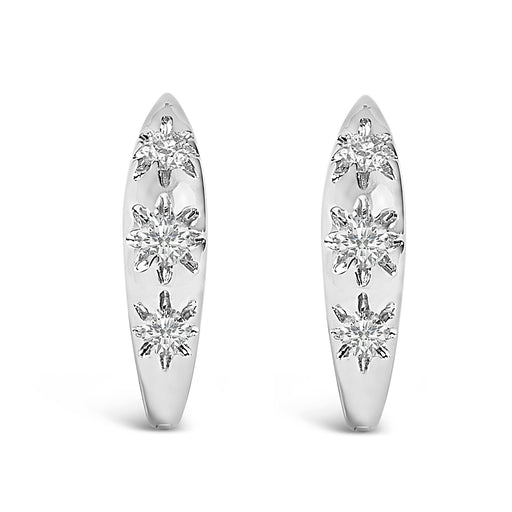 Bids.com 10K White Gold 1/5 Cttw Lab Grown Diamond Three Stone Huggie Hoop Earrings Earrings White Smoke White.Gold / -