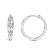 Bids.com 10K White Gold 1/5 Cttw Lab Grown Diamond Three Stone Huggie Hoop Earrings Earrings White Smoke White.Gold / -,Yellow.Gold / -