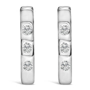 Bids.com 10K White Gold 1/10 Cttw Three Stone Lab Grown Diamond Oval Huggies Hoop Earrings Earrings White Smoke White.Gold / 0.1