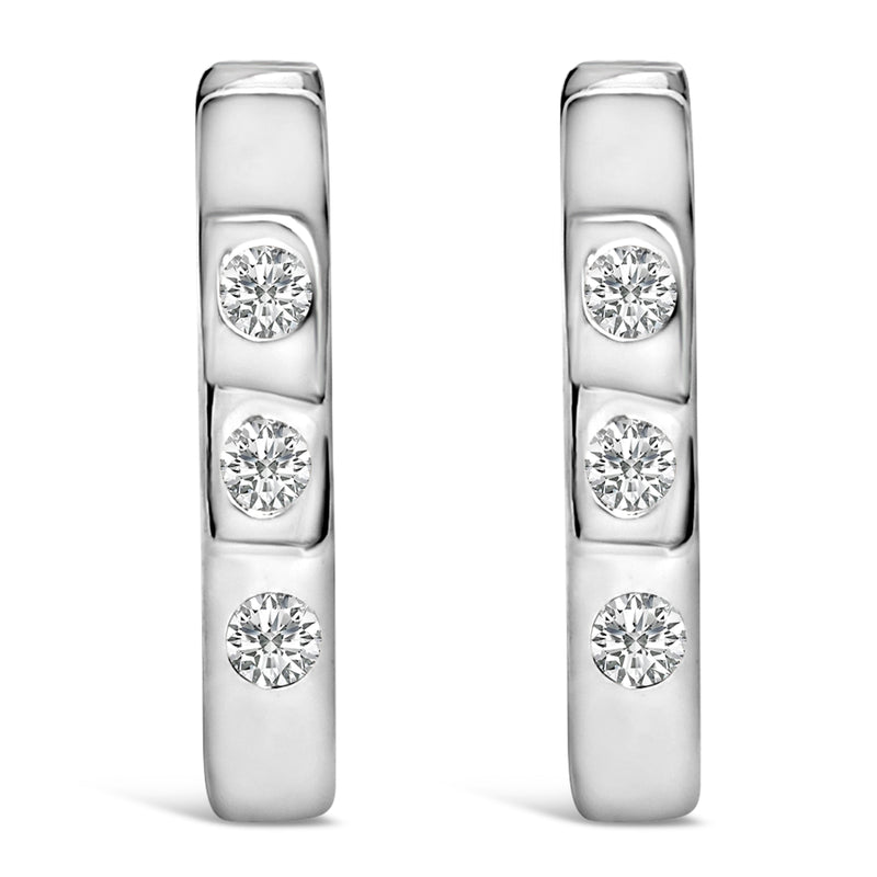 Bids.com 10K White Gold 1/10 Cttw Three Stone Lab Grown Diamond Oval Huggies Hoop Earrings Earrings White Smoke White.Gold / 0.1