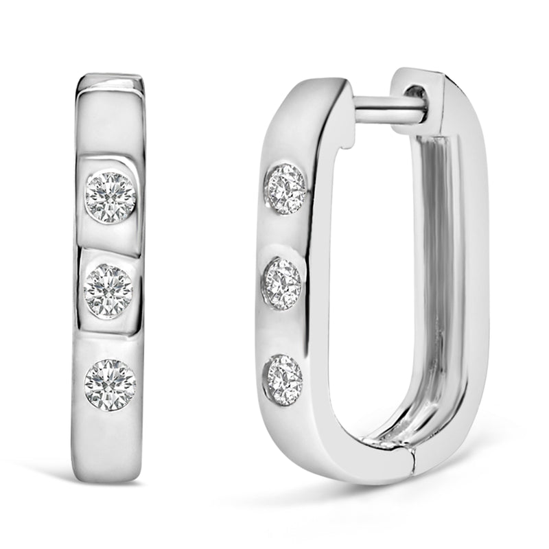 Bids.com 10K White Gold 1/10 Cttw Three Stone Lab Grown Diamond Oval Huggies Hoop Earrings Earrings White Smoke White.Gold / 0.1,Yellow.Gold / 0.1