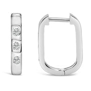 Bids.com 10K White Gold 1/10 Cttw Three Stone Lab Grown Diamond Oval Huggies Hoop Earrings Earrings White Smoke White.Gold / 0.1,Yellow.Gold / 0.1