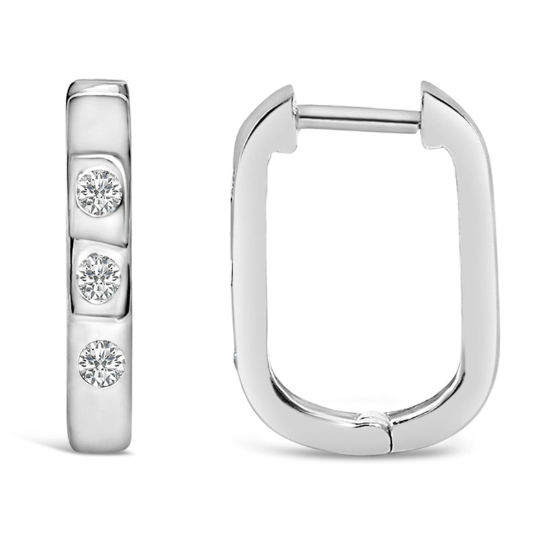 Bids.com 10K White Gold 1/10 Cttw Three Stone Lab Grown Diamond Oval Huggies Hoop Earrings Earrings White Smoke White.Gold / 0.1,Yellow.Gold / 0.1