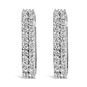 Bids.com 10K White Gold 1/4 Cttw Lab Grown Diamond Double Row Huggie Hoop Earrings Earrings White Smoke White.Gold / -