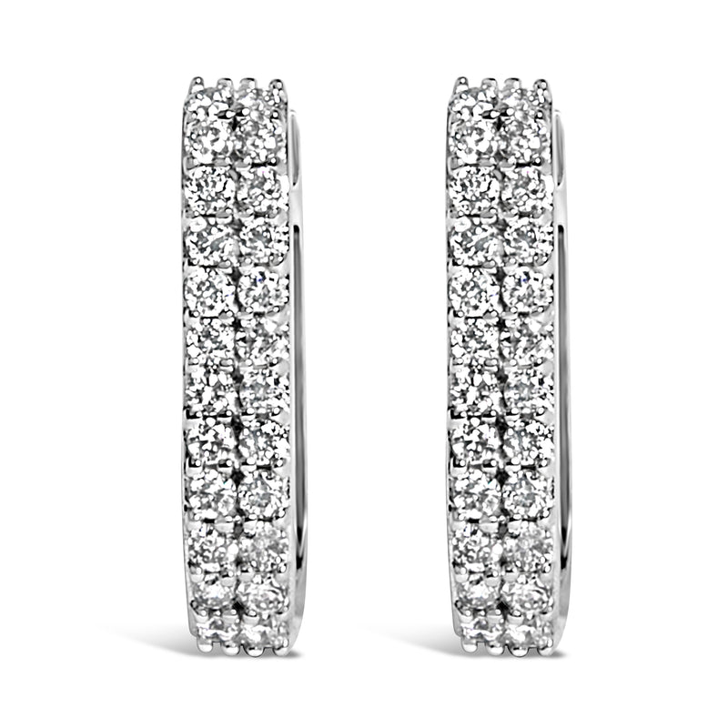 Bids.com 10K White Gold 1/4 Cttw Lab Grown Diamond Double Row Huggie Hoop Earrings Earrings White Smoke White.Gold / -