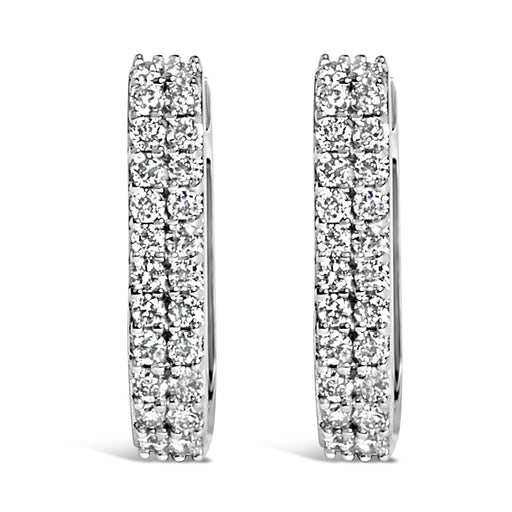 Bids.com 10K White Gold 1/4 Cttw Lab Grown Diamond Double Row Huggie Hoop Earrings Earrings White Smoke White.Gold / -