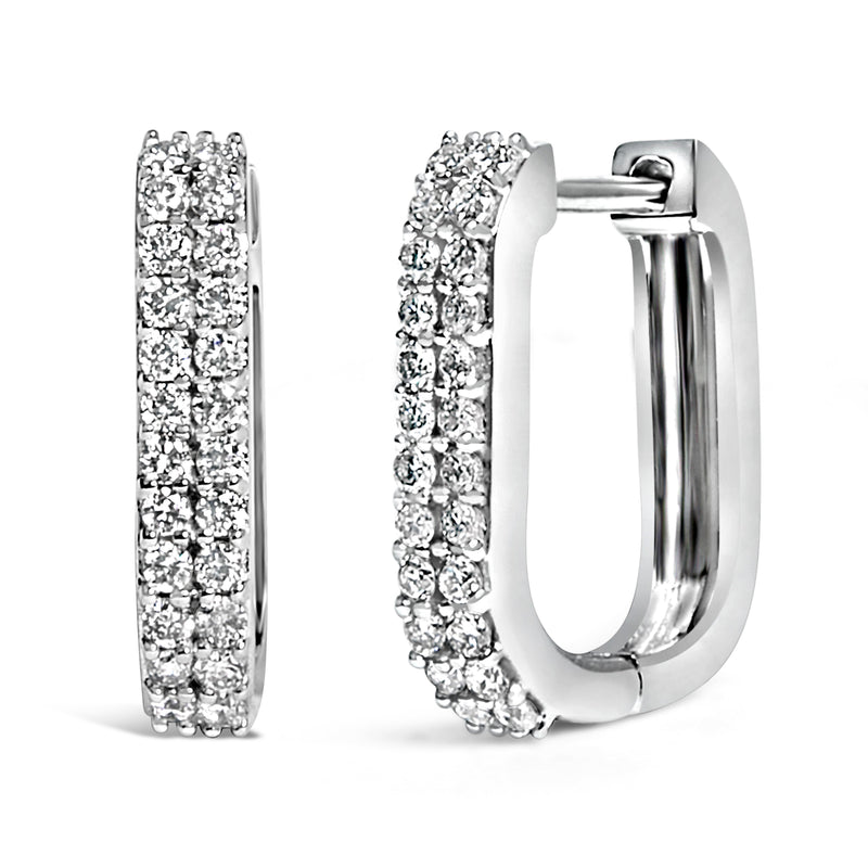 Bids.com 10K White Gold 1/4 Cttw Lab Grown Diamond Double Row Huggie Hoop Earrings Earrings White Smoke White.Gold / -,Yellow.Gold / -