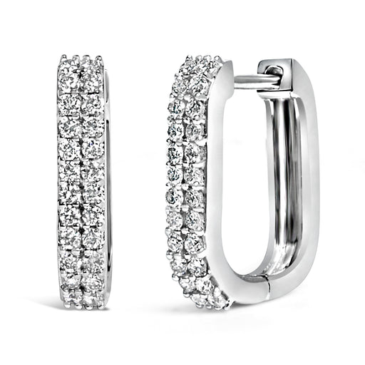 Bids.com 10K White Gold 1/4 Cttw Lab Grown Diamond Double Row Huggie Hoop Earrings Earrings White Smoke White.Gold / -,Yellow.Gold / -