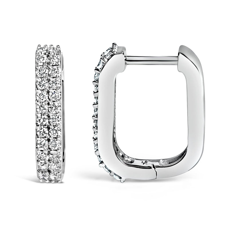 Bids.com 10K White Gold 1/4 Cttw Lab Grown Diamond Double Row Huggie Hoop Earrings Earrings White Smoke White.Gold / -,Yellow.Gold / -