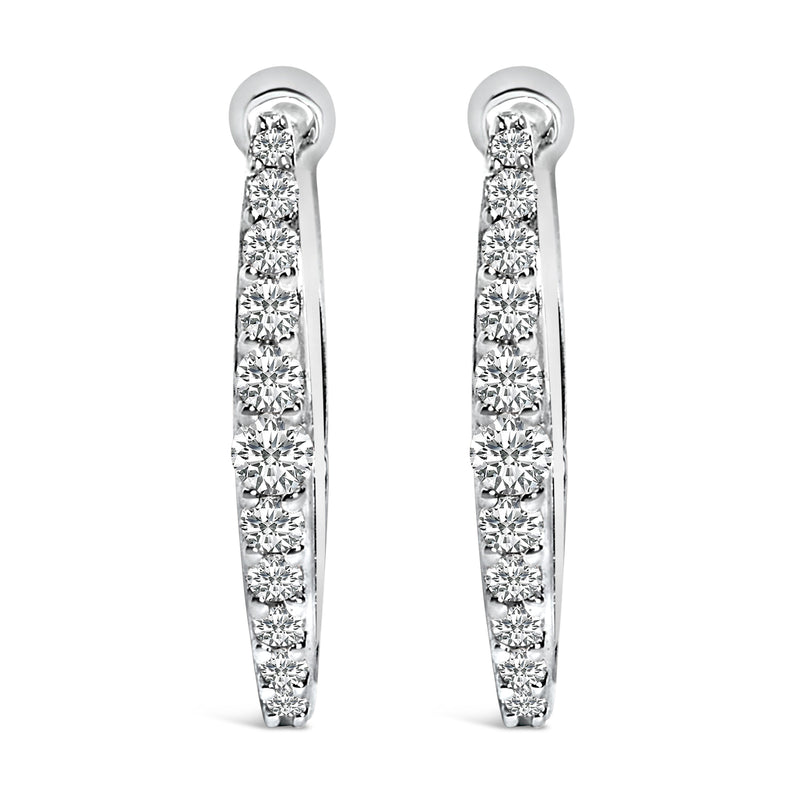 Bids.com 10K White Gold 1/4 Cttw Lab Grown Diamond Heart Shaped Huggy Hoop Earrings Earrings White Smoke White.Gold / -