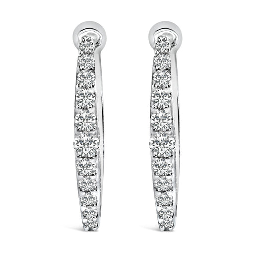 Bids.com 10K White Gold 1/4 Cttw Lab Grown Diamond Heart Shaped Huggy Hoop Earrings Earrings White Smoke White.Gold / -