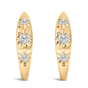 Bids.com 10K White Gold 1/5 Cttw Lab Grown Diamond Three Stone Huggie Hoop Earrings Earrings White Smoke Yellow.Gold / -