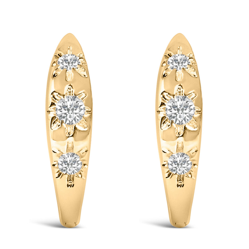 Bids.com 10K White Gold 1/5 Cttw Lab Grown Diamond Three Stone Huggie Hoop Earrings Earrings White Smoke Yellow.Gold / -