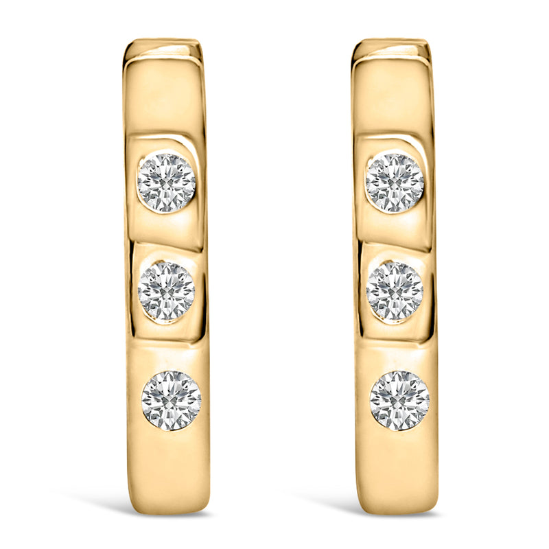 Bids.com 10K White Gold 1/10 Cttw Three Stone Lab Grown Diamond Oval Huggies Hoop Earrings Earrings White Smoke Yellow.Gold / 0.1
