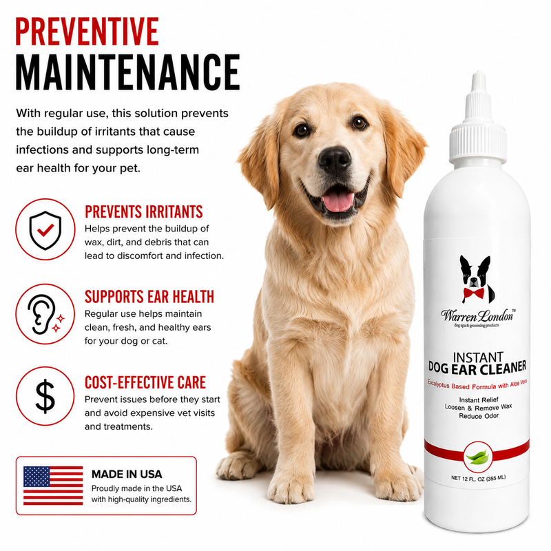 Warren London Instant Ear Cleaner For Dogs 4 oz or 12 oz - Removes Wax and Odor Spa Product White Smoke 4 Oz,12 Oz