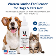 Warren London Instant Ear Cleaner For Dogs 4 oz or 12 oz - Removes Wax and Odor Spa Product White Smoke 4 Oz,12 Oz