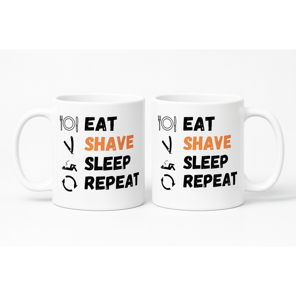 Pasteur Pharmacy Pasteur Eat Shave Sleep Repeat – Barber Life Ceramic Mug Mugs White Smoke