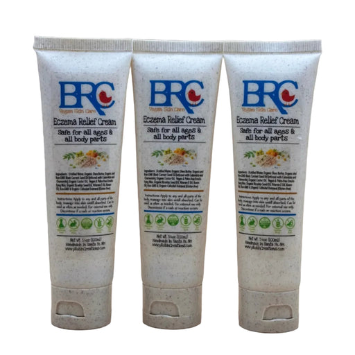 By Robin Creations Vegan Eczema Relief Hand & Body Cream Lotion & Moisturizer White Smoke 3 (3.4 oz) Biodegradable Tubes