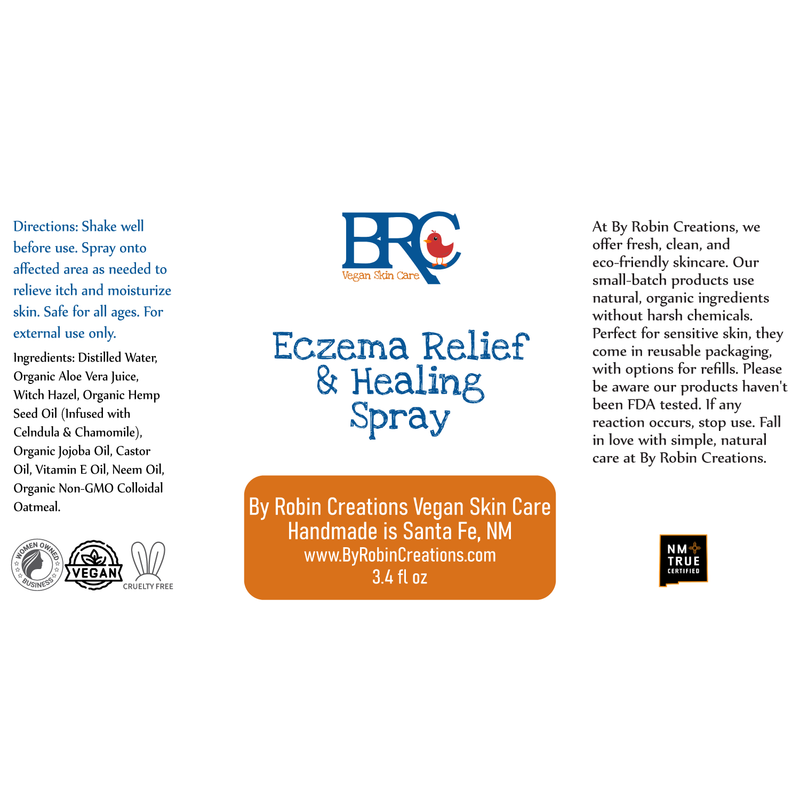 By Robin Creations Eczema Itch Relief & Healing Spray Skin Care Dark Slate Gray 3.4 oz Glass Spray Bottle,8 oz Glass Spray Bottle,8.5 oz Refill Pouch