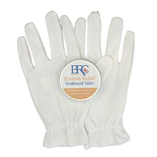 By Robin Creations Intense Eczema Healing Balm + Cotton Gloves Set - Adult & Children Sizes Accessories & Containers Light Gray 2oz Tin of Eczema Healing Balm / Adult (Medium/Large),2oz Tin of Eczema Healing Balm / Children (Small/ExtraSmall)