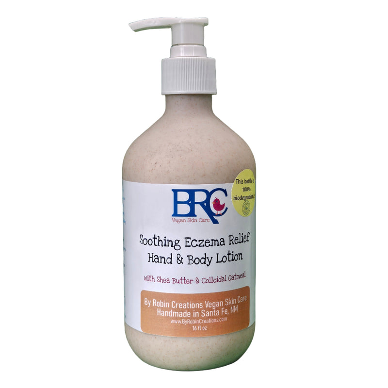 By Robin Creations Eczema Relief Hand & Body Lotion Lotion & Moisturizer White Smoke 16 oz Biodegradable Wheat Straw Bottle