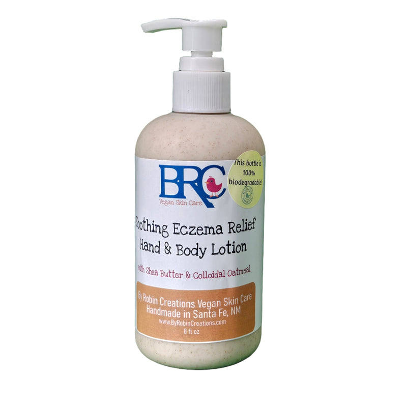 By Robin Creations Eczema Relief Hand & Body Lotion Lotion & Moisturizer White Smoke 8 oz Biodegradable Wheat Straw Bottle