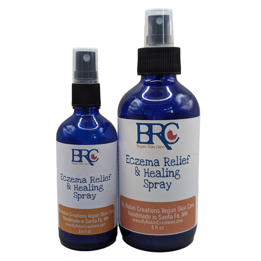 By Robin Creations Eczema Itch Relief & Healing Spray Skin Care Dark Slate Gray 3.4 oz Glass Spray Bottle,8 oz Glass Spray Bottle,8.5 oz Refill Pouch