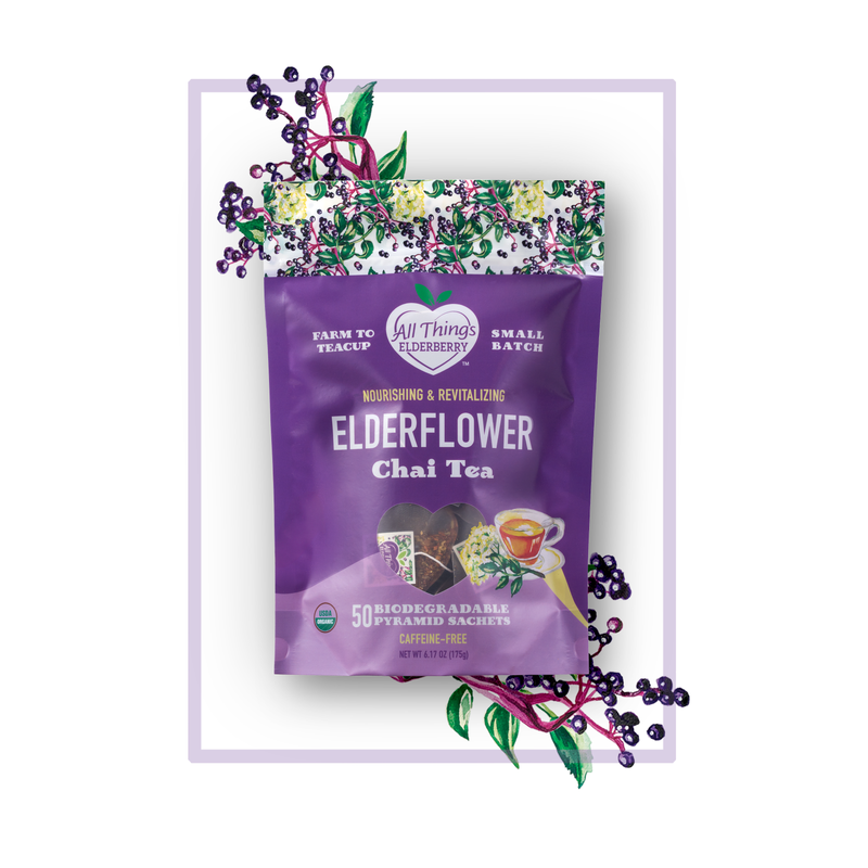 All Things Elderberry Elderflower Chai Herbal Tea White Smoke 50 Tea bag