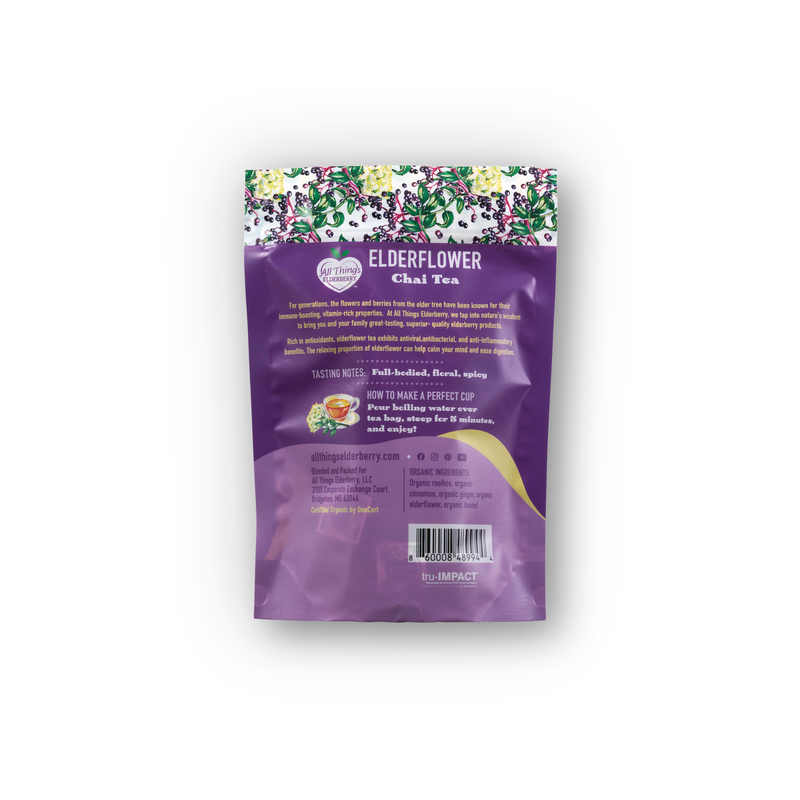 All Things Elderberry Elderflower Chai Herbal Tea Dim Gray 16 Tea bags,50 Tea bag