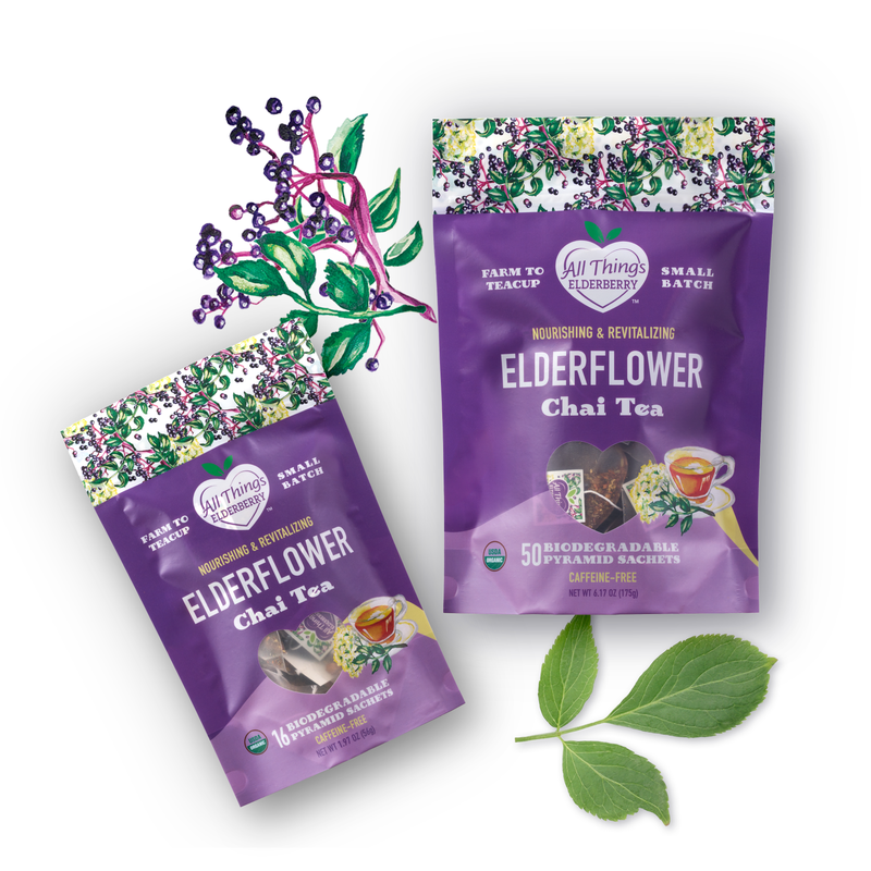 All Things Elderberry Elderflower Chai Herbal Tea White Smoke 16 Tea bags,50 Tea bag