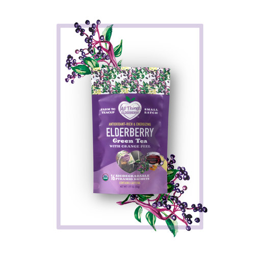 All Things Elderberry Elderberry Green Tea Blend White Smoke 16 count