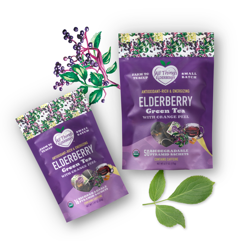 All Things Elderberry Elderberry Green Tea Blend White Smoke 50 count,16 count