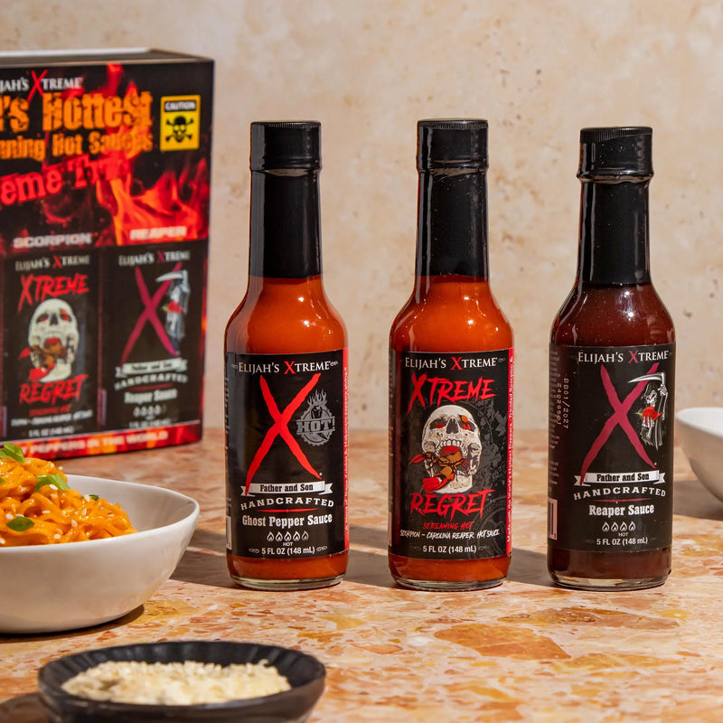 Elijah's Xtreme World's Hottest Xtreme Trio Hot Sauce Variety Pack Hot Sauce Gray