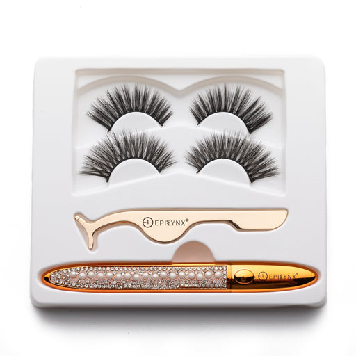 EpiLynx No-Glue Lash Kit – Waterproof Liner, Reusable Lashes & Vegan Formula Light Gray Dramatic False Lashes