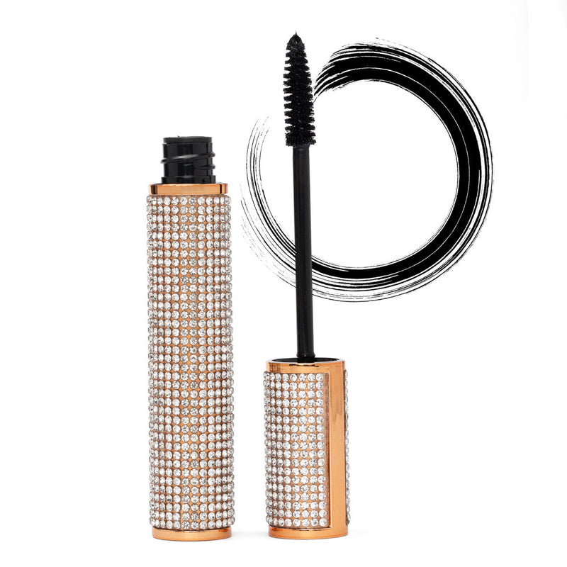 EpiLynx Mega Volume Vegan Mascara Black and Blue – Smudge-Proof with Handmade Diamond Case Light Gray Black