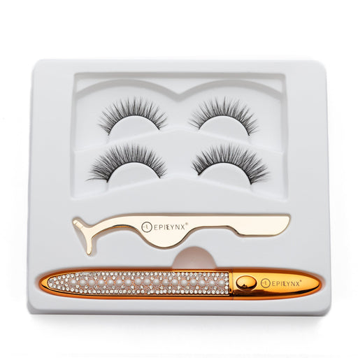 EpiLynx No-Glue Lash Kit – Waterproof Liner, Reusable Lashes & Vegan Formula Light Gray Natural Looking Lashes