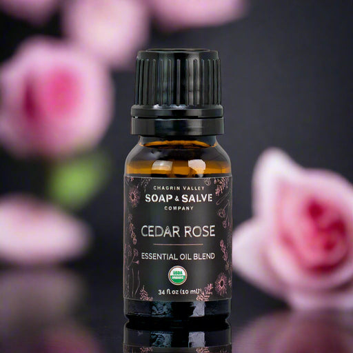 Chagrin Valley Soap & Salve Essential Oil Blend: Cedar Rose Essential Oil Blend Dark Slate Gray 10 ml Euro Dropper
