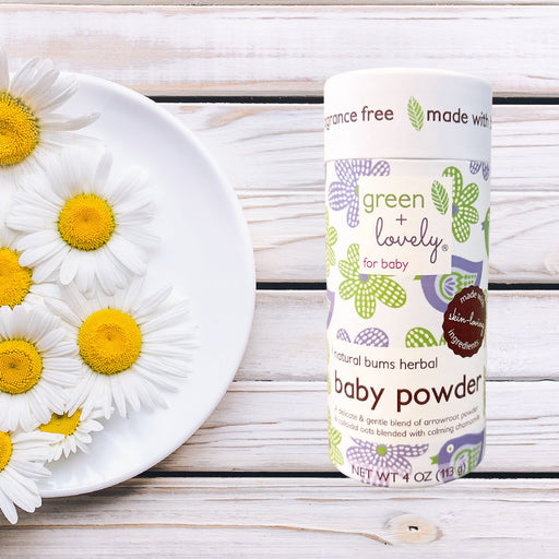 Green + Lovely Natural Bums Organic Soothing Herbal Baby Powder - 6 oz Baby Powder Lavender